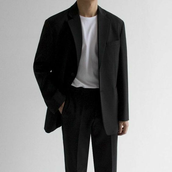 Mẫu áo basic nam phối áo blazer