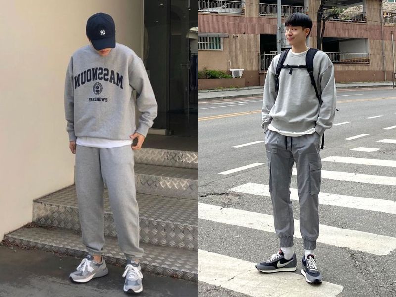 áo sweater nam đẹp phối quần jogger nam